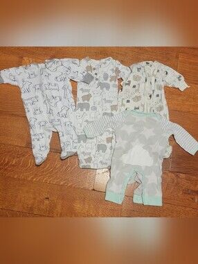 Newborn Baby Sleeper & Romper Lot | Animals Stars | Neutral - 4-Pack